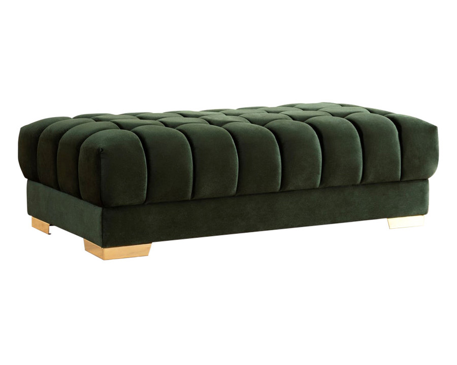 Nova Ariana Velvet Rectangle Ottoman - Green