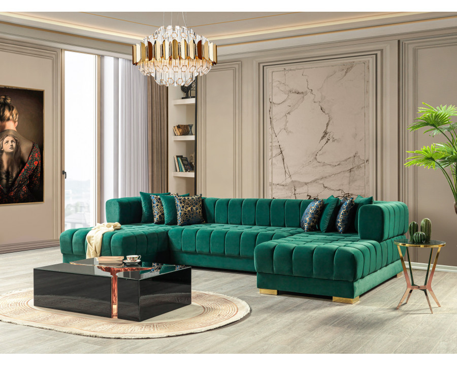 Nova - Ariana Green Velvet Double Chaise 138" Sectional