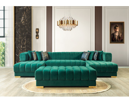 Nova - Ariana Green Velvet Double Chaise 138" Sectional