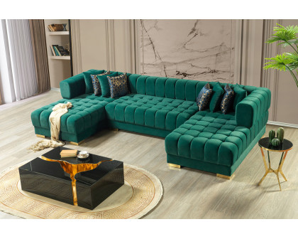 Nova - Ariana Green Velvet Double Chaise 138" Sectional