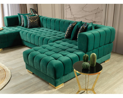 Nova - Ariana Green Velvet Double Chaise 138" Sectional