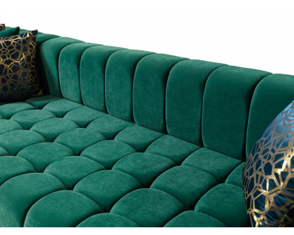 Nova - Ariana Green Velvet Double Chaise 138" Sectional