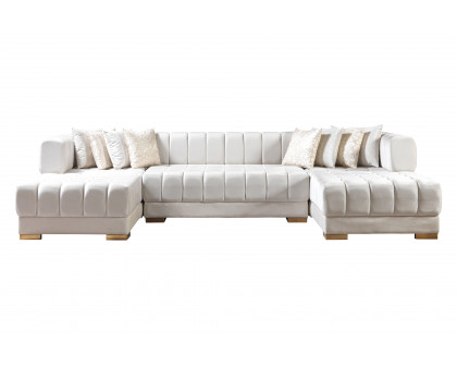 Nova Ariana Velvet Double Chaise Sectional - Ivory