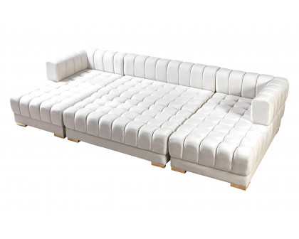 Nova Ariana Velvet Double Chaise Sectional - Ivory