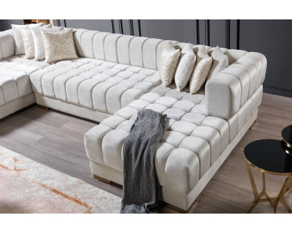 Nova Ariana Velvet Double Chaise Sectional - Ivory