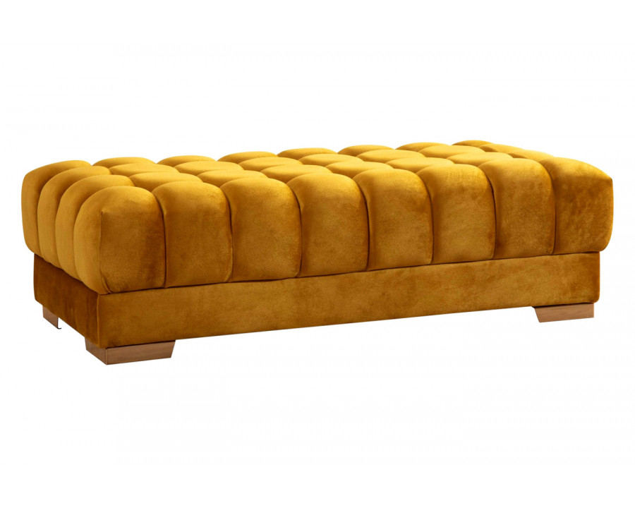 Nova Ariana Velvet Rectangle Ottoman - Mustard