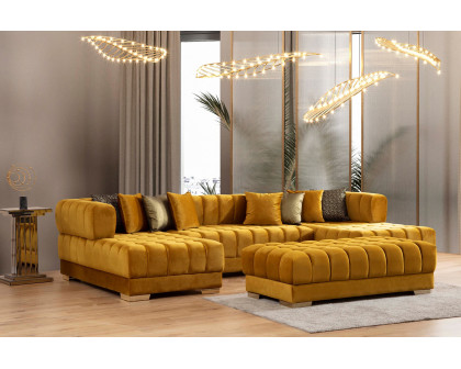 Nova Ariana Velvet Rectangle Ottoman - Mustard