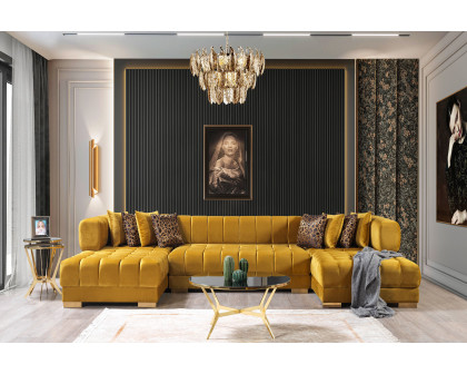 Nova Ariana Velvet Double Chaise Sectional - Mustard