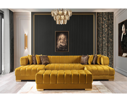 Nova Ariana Velvet Double Chaise Sectional - Mustard