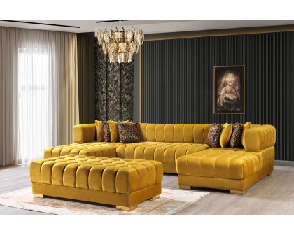 Nova Ariana Velvet Double Chaise Sectional - Mustard