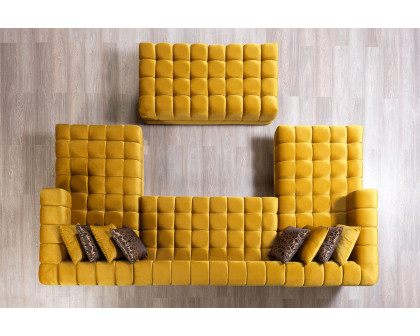 Nova Ariana Velvet Double Chaise Sectional - Mustard