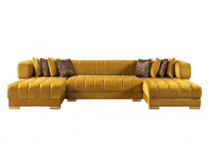 Nova Ariana Velvet Double Chaise Sectional - Mustard