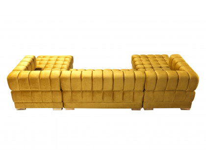 Nova Ariana Velvet Double Chaise Sectional - Mustard