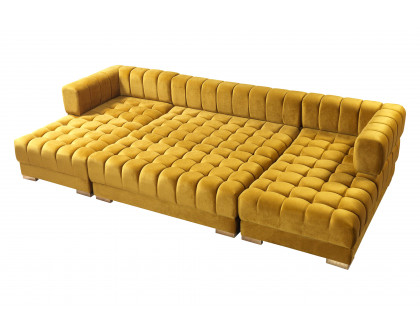 Nova Ariana Velvet Double Chaise Sectional - Mustard