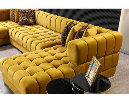 Nova Ariana Velvet Double Chaise Sectional - Mustard