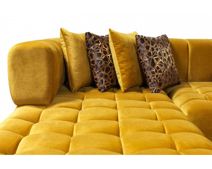 Nova Ariana Velvet Double Chaise Sectional - Mustard