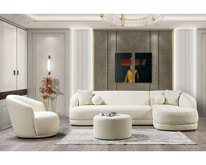 Nova - Bella Ivory Boucle Sectional in Right Arm Facing