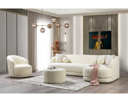 Nova - Bella Ivory Boucle Sectional in Right Arm Facing