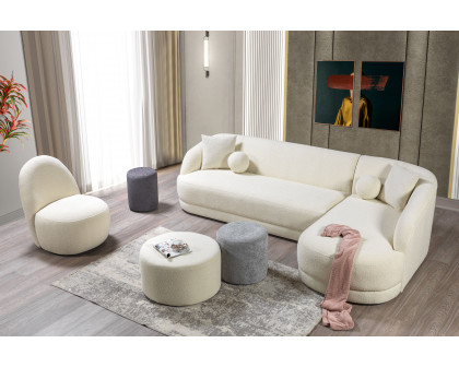 Nova - Bella Ivory Boucle Sectional in Right Arm Facing