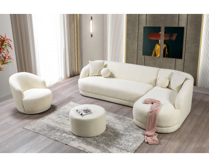 Nova - Bella Ivory Boucle Sectional in Right Arm Facing