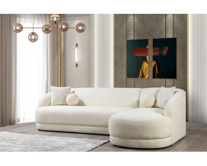 Nova - Bella Ivory Boucle Sectional in Right Arm Facing