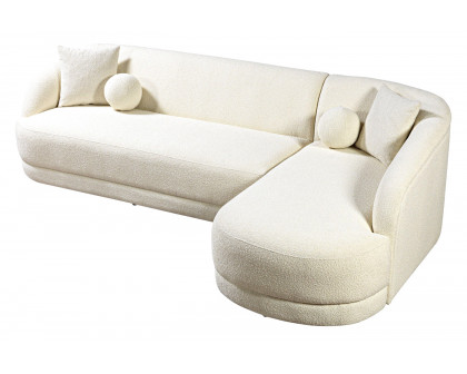 Nova - Bella Ivory Boucle Sectional in Right Arm Facing