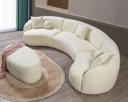 Nova - Bonita Ivory Boucle 3-Piece Curved Sectional