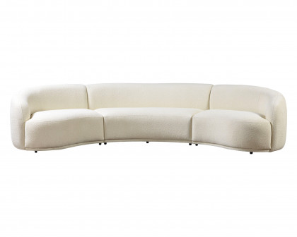 Nova - Bonita Ivory Boucle 3-Piece Curved Sectional