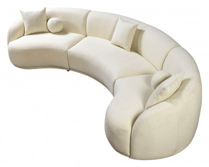 Nova - Bonita Ivory Boucle 3-Piece Curved Sectional