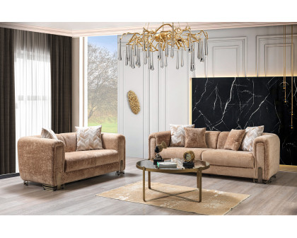 Nova Brenda Coffee Boucle Sofa 93" & Loveseat 71"