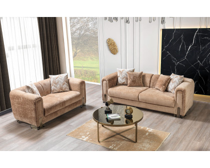 Nova Brenda Coffee Boucle Sofa 93" & Loveseat 71"