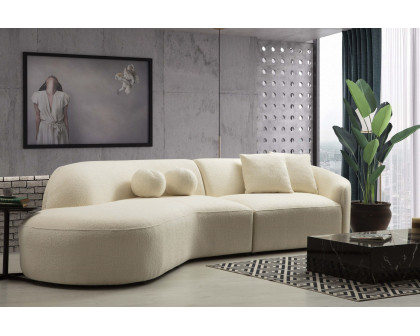 Nova Cloe Ivory Boucle Curved Sectional - Left Arm Facing