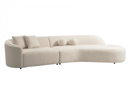 Nova Cloe Ivory Boucle Curved Sectional - Right Arm Facing