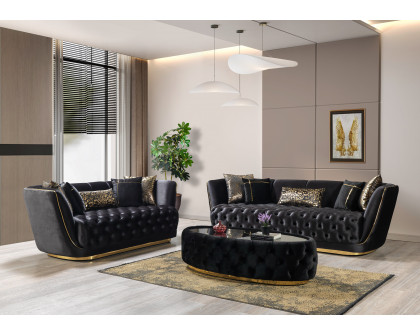 Nova - Daphne Black Velvet Sofa 95" & Loveseat 79"