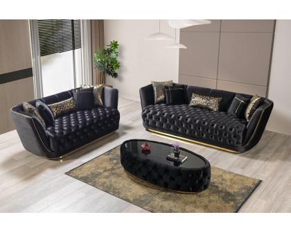 Nova - Daphne Black Velvet Sofa 95" & Loveseat 79"