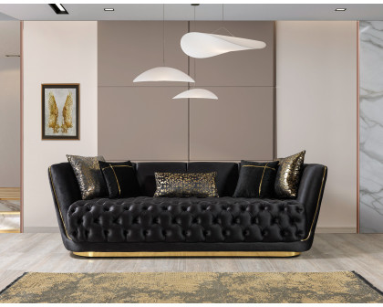 Nova - Daphne Black Velvet Sofa 95" & Loveseat 79"