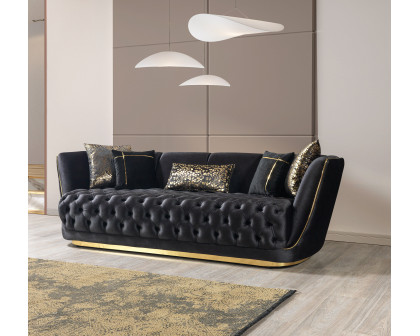 Nova - Daphne Black Velvet Sofa 95" & Loveseat 79"