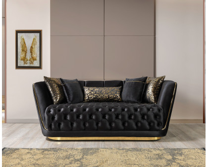 Nova - Daphne Black Velvet Sofa 95" & Loveseat 79"