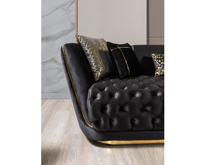 Nova - Daphne Black Velvet Sofa 95" & Loveseat 79"