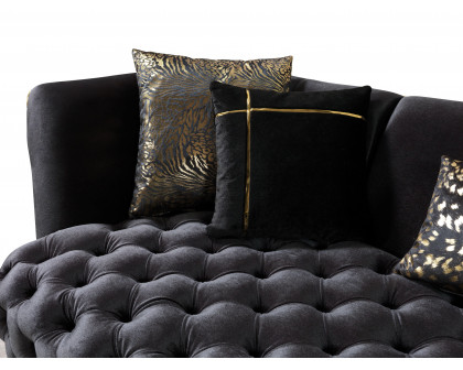 Nova - Daphne Black Velvet Sofa 95" & Loveseat 79"