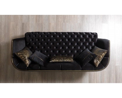 Nova - Daphne Black Velvet Sofa 95" & Loveseat 79"