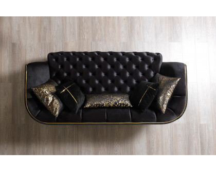 Nova - Daphne Black Velvet Sofa 95" & Loveseat 79"