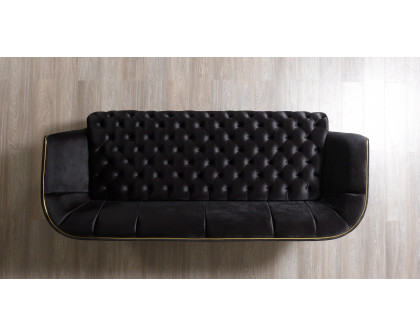 Nova - Daphne Black Velvet Sofa 95" & Loveseat 79"