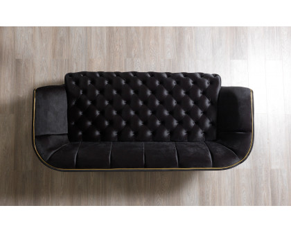 Nova - Daphne Black Velvet Sofa 95" & Loveseat 79"