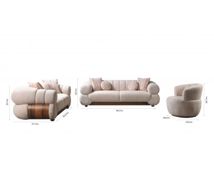 Nova - Destina Ivory Boucle Sofa 96" & Loveseat 81"