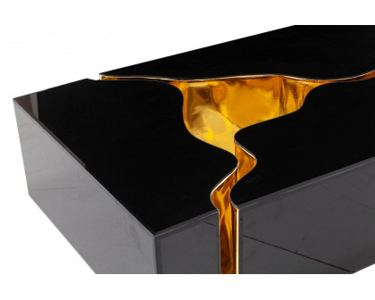 Nova Dream Glass 3-Piece Coffee Table - Black/Gold