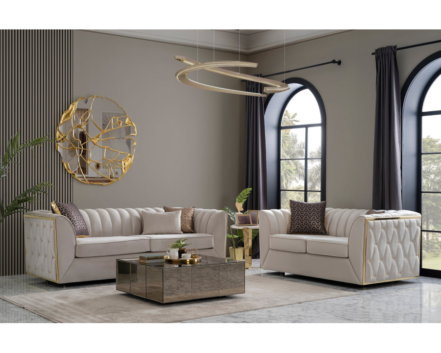 Nova - Dream Ivory Velvet Sofa & Loveseat