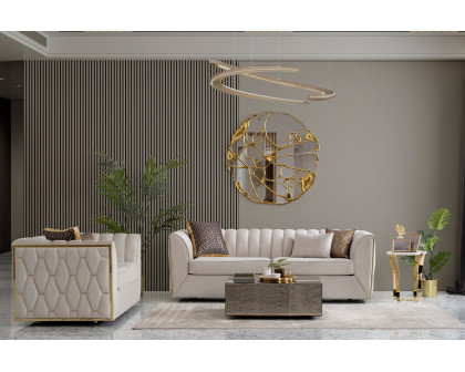 Nova - Dream Ivory Velvet Sofa & Loveseat