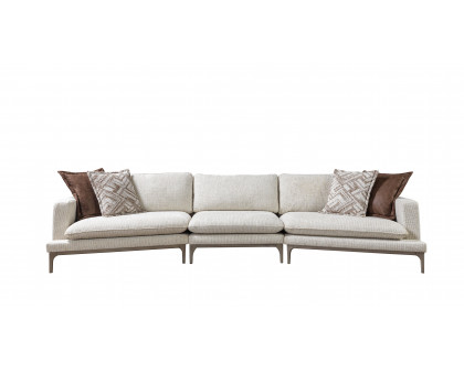 Nova - Dylan Ivory Linen 3-Piece Curved 126" Sectional with Ottoman