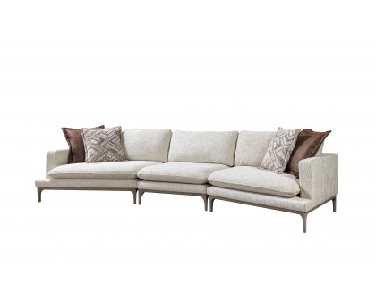 Nova - Dylan Ivory Linen 3-Piece Curved 126" Sectional with Ottoman